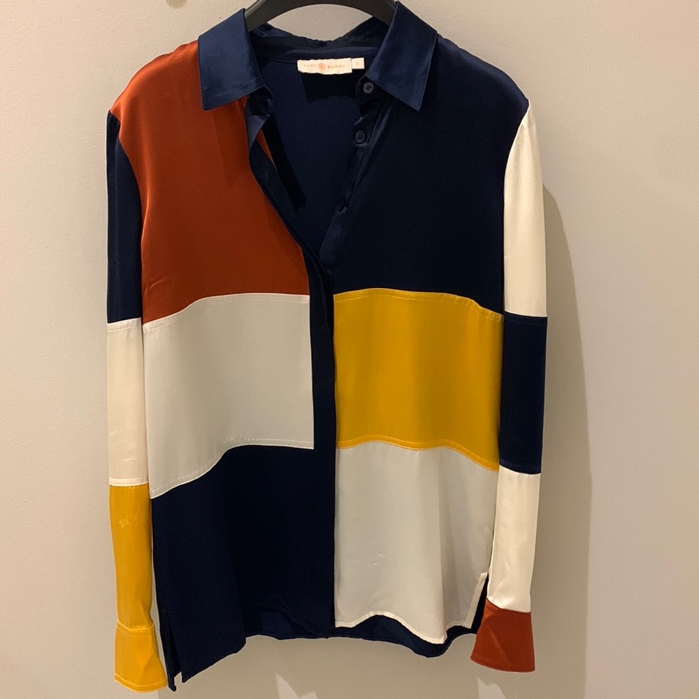 Tory Burch Silk Color-block Blouse